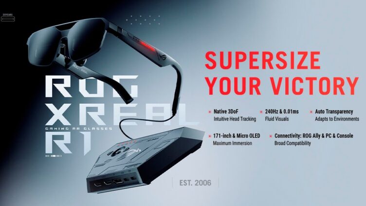 ASUS ROG and XREAL open pre-orders for 240Hz ROG XREAL R1 AR glasses, USD 849 for a 171-inch virtual screen