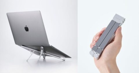 エレコム、150gの軽量ノートパソコンスタンドを発売 手のひらサイズに折りたたみ