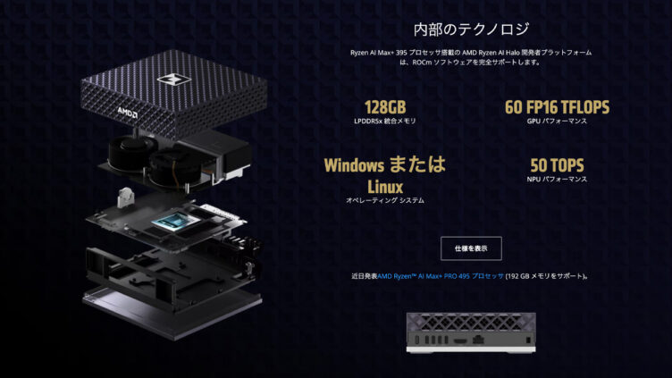 AMD、ローカルAI開発向けミニPC「Ryzen AI Halo」予約開始 128GBメモリで約64万円