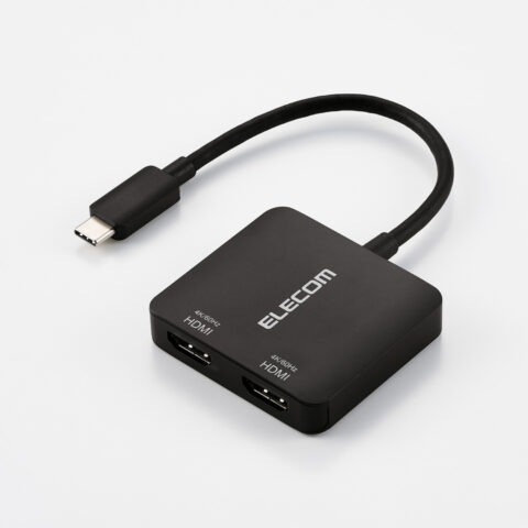 エレコム「AD-C2HDMIBK」発売 Type-C 1本でHDMI 2台出力、最大3画面表示