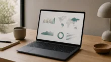 Anthropicのデータ分析ダッシュボードを表示したノートパソコン