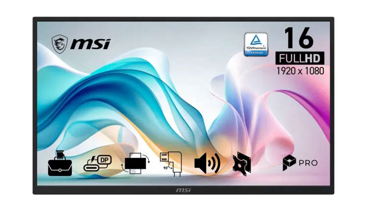 MSIが15.6型モバイルモニター「PRO MP161E6」を9月17日発売 360°回転スタンドと三脚ネジに対応
