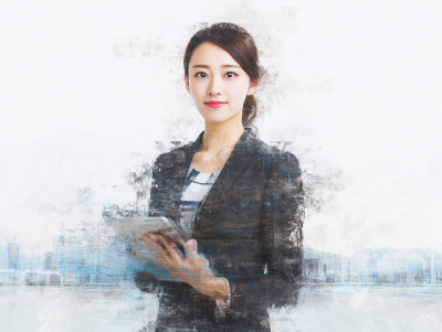 日本人 女性 会社員 スーツ フォトイラストレーション